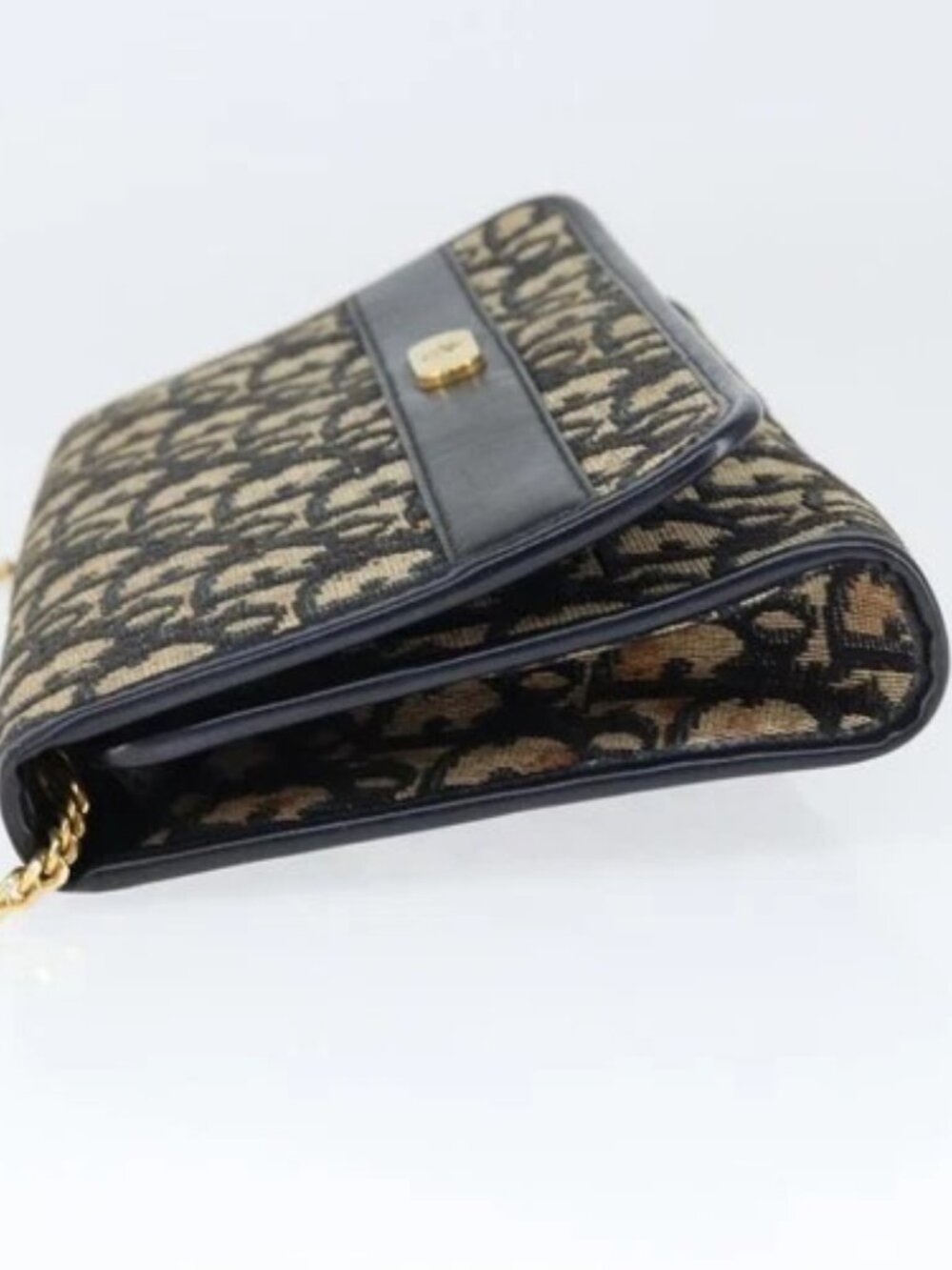 Christian Dior Trotter Canvas Chain Shoulder Bag Navy Auth 149106A - Picture 4 of 16